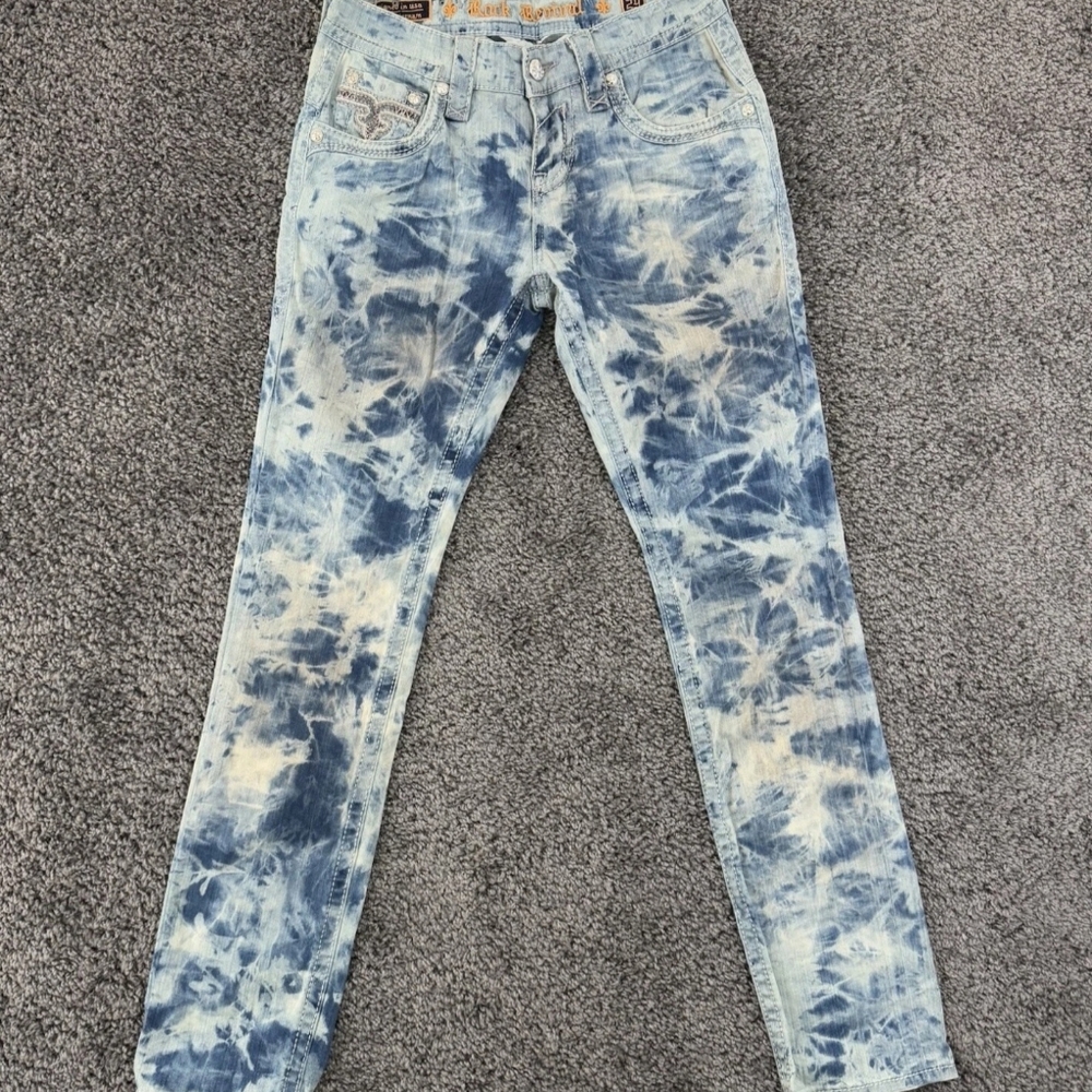Rock Revival Blue and White Tie-Dye Skinny Jeans